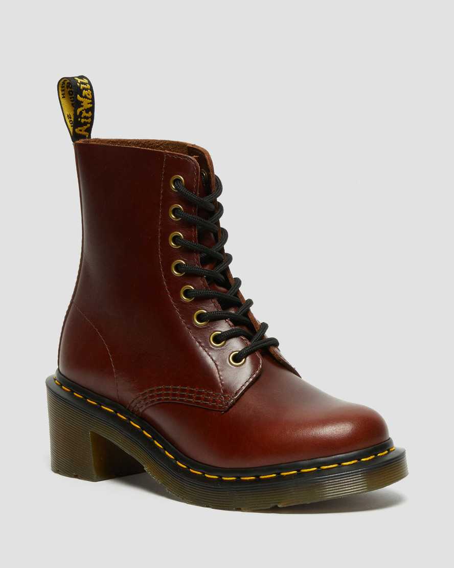 Dr. Martens Clemency Nahka Heeled Naisten Nauhalliset Nilkkurit - Ruskea Nilkkurit [340-PXWLBG]